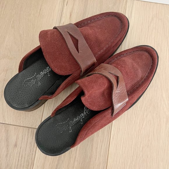 Free People Payton Penny Loafer Suede Maroon Size 8 - Picture 6 of 13
